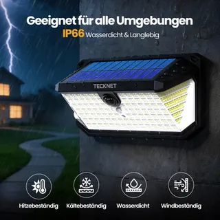 TECKNET Solar Lamp met Bewegingssensor Tuin Garage 546 LED IP66 — miniatuur 4
