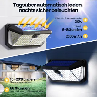 TECKNET Solar Lamp met Bewegingssensor Tuin Garage 546 LED IP66 — miniatuur 3