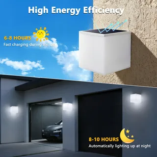 FLACCHI Solar LED Wandlamp Tuin Garage IP44 2 Stuks — miniatuur 3