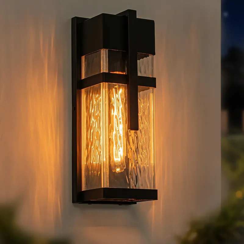 FTL Buitenwandlamp Lantaarn E27 Zwart Geribbeld Glas IP44 — foto 1