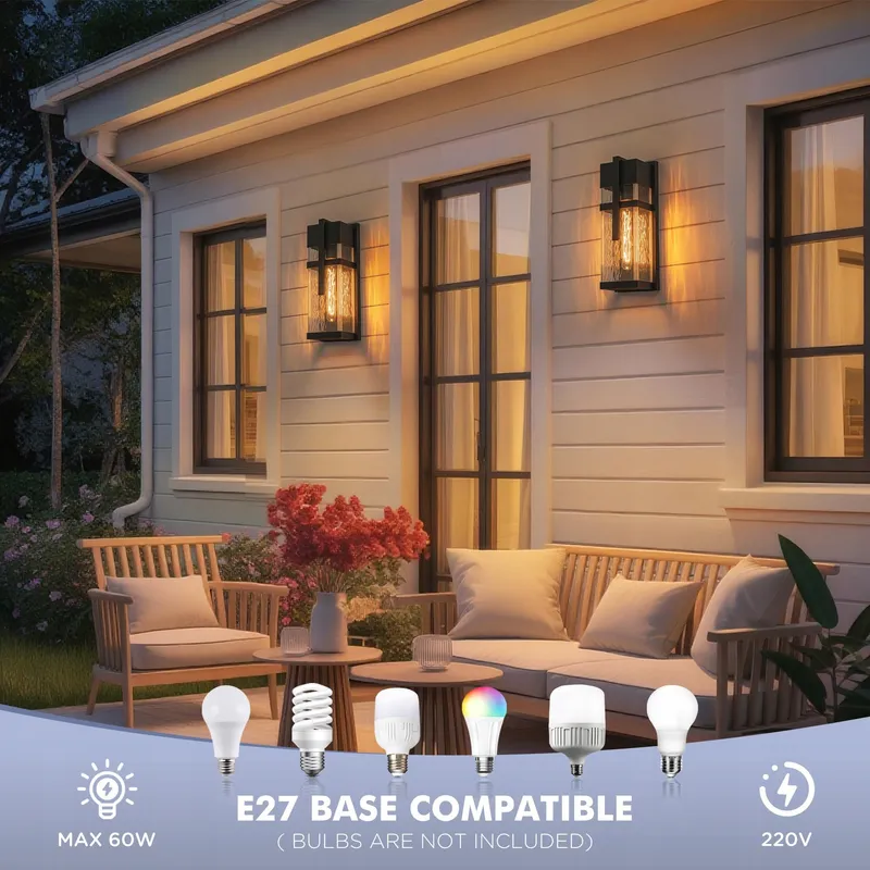 FTL Buitenwandlamp Lantaarn E27 Zwart Geribbeld Glas IP44 — foto 4