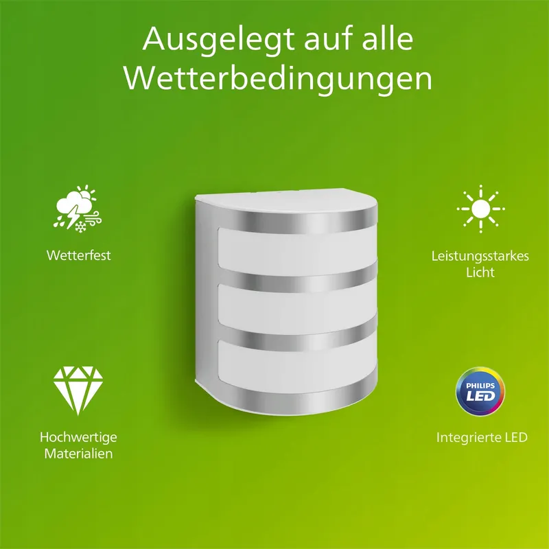 PHILIPS MyGarden Calgary LED Wandlamp Zilver Roestvrij Staal 3W — foto 2