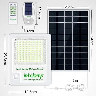 INTELAMP Solarlamp Bewegingssensor Afstandsbediening Waterdicht 3000LM IP65 — miniatuur 6