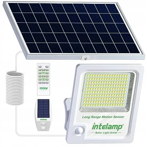 INTELAMP Solarlamp Bewegingssensor Afstandsbediening Waterdicht 3000LM IP65 — foto 1