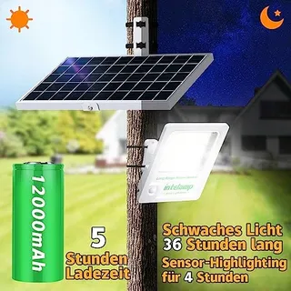 INTELAMP Solarlamp Bewegingssensor Afstandsbediening Waterdicht 3000LM IP65 — miniatuur 3