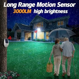 INTELAMP Solarlamp Bewegingssensor Afstandsbediening Waterdicht 3000LM IP65 — miniatuur 2