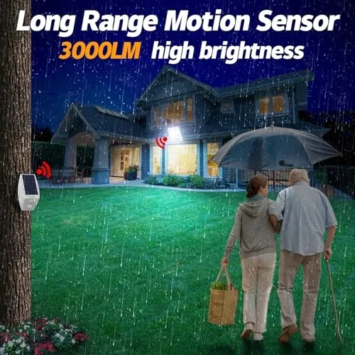 INTELAMP Solarlamp Bewegingssensor Afstandsbediening Waterdicht 3000LM IP65 — foto 2