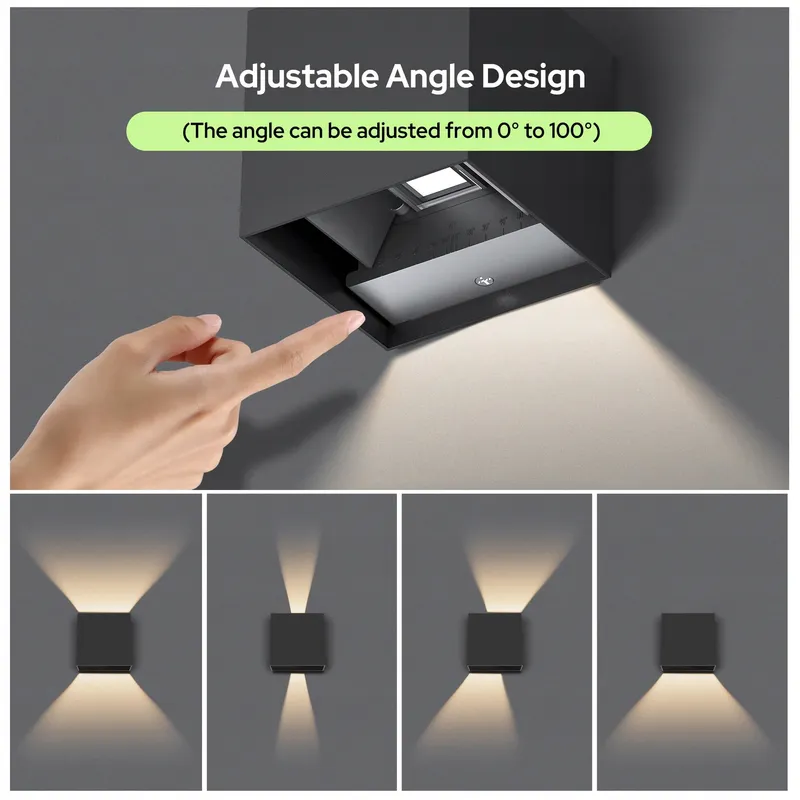 AURALAB LED Buitenwandlamp Waterdicht Zwart Terras 6W IP65 — foto 2