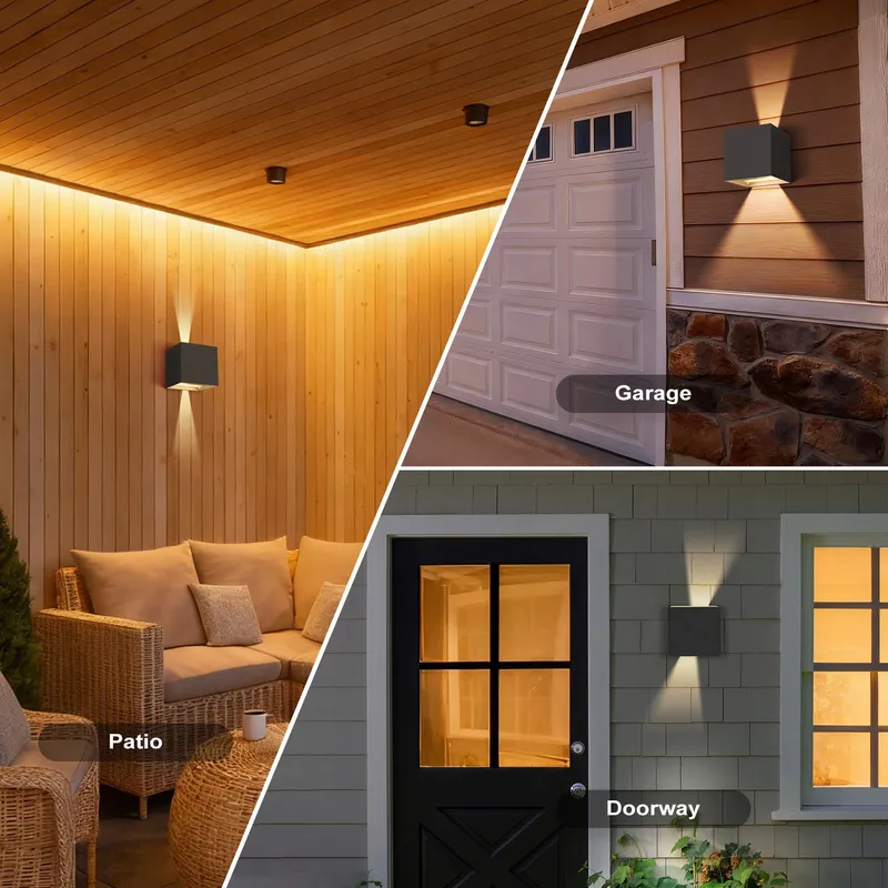 AURALAB LED Buitenwandlamp Waterdicht Zwart Terras 6W IP65 — foto 7
