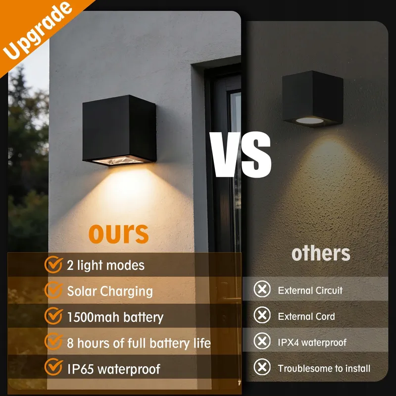 WOWLELA Solar Tuinlamp Terras RGB Warmwit IP65 — foto 6