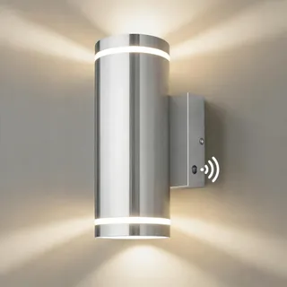 JNR LED Buitenlamp met Schemersensor Staal Zilver IP54 — miniatuur 1