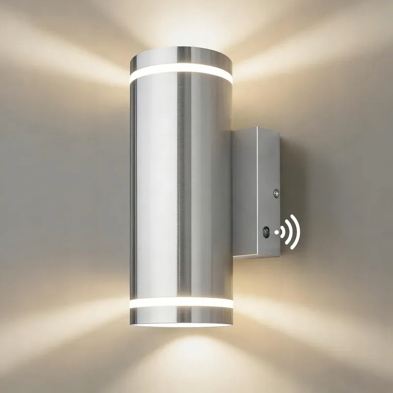 JNR LED Buitenlamp met Schemersensor Staal Zilver IP54 — foto 1