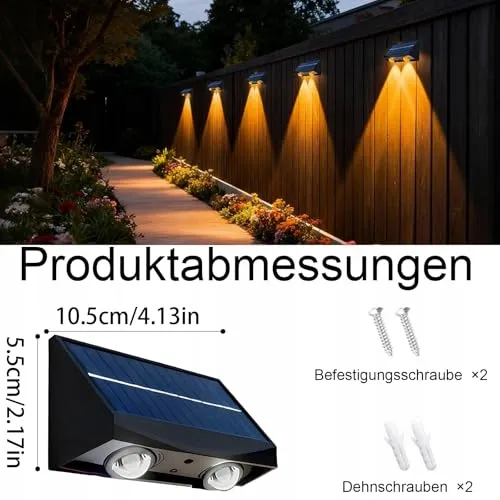 HQYNSS Solarlamp LED Tuin Balkon Terras IP65 4 Stuks — foto 7