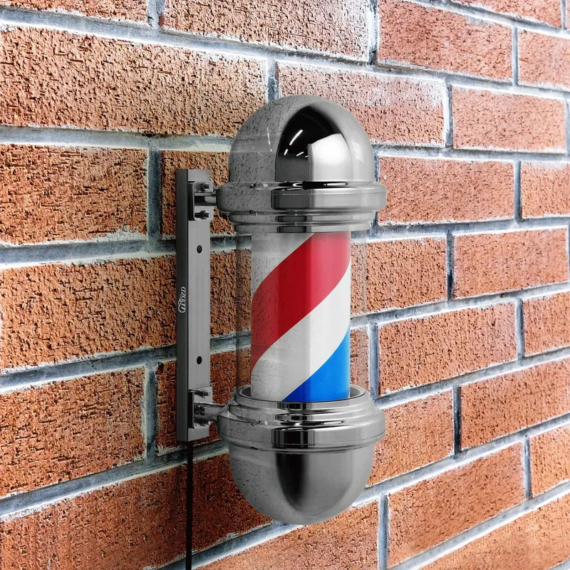 WDZD Mini Barbers Pole Retro Barbershop Bord Zilver 40cm — foto 6