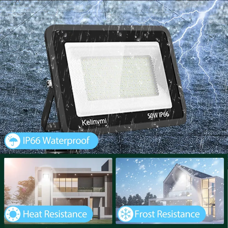 KELINVMI LED Schijnwerper Buiten Waterdicht Warmwit 50W 5000lm IP66 — foto 5