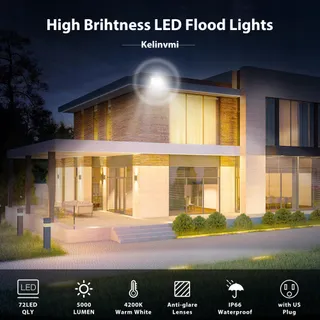 KELINVMI LED Schijnwerper Buiten Waterdicht Warmwit 50W 5000lm IP66 — miniatuur 2