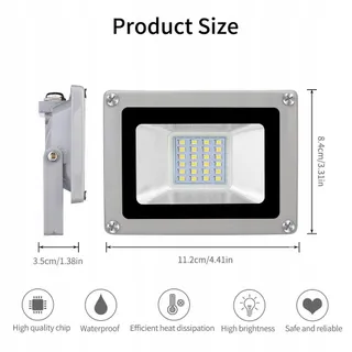 BIKUER LED Schijnwerper Buiten Superhel 20W 2000LM IP65 — miniatuur 2