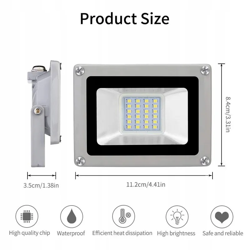 BIKUER LED Schijnwerper Buiten Superhel 20W 2000LM IP65 — foto 2