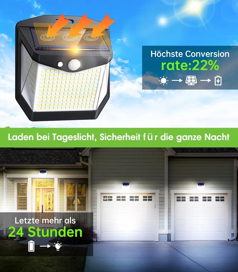 VANRANGER Solar Buitenlamp Bewegingsmelder Tuin 248LED IP65 — foto 2
