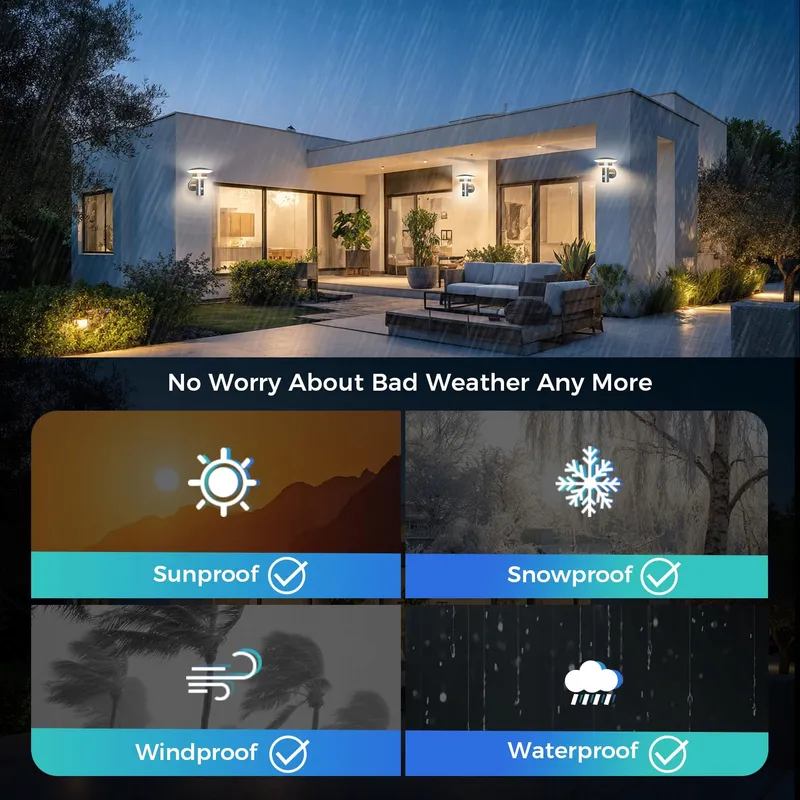 NBHANYUAN LED Buitenlamp Met Bewegingssensor Zilver Warm IP44 9W — foto 5
