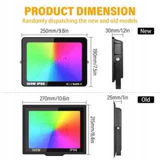 RIGIDON RGB Schijnwerper Met Afstandsbediening Waterdicht 100W 10000lm IP66 — miniatuur 2