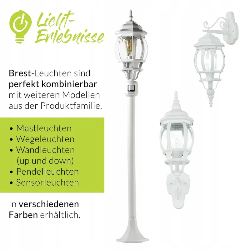 BREST Buitenwandlamp Tuin Rustiek Wit E27 IP23 — foto 3