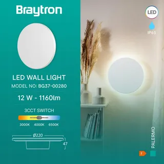 BRAYTRON LED Buitenwandlamp Wit Rond Balkon Terras 12W IP65 — miniatuur 2