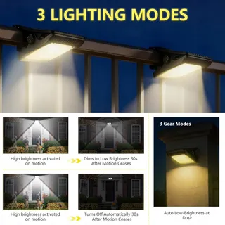 DHQKQG Solarlamp Bewegingssensor Waterdicht Terras 2 Stuks IP65 — miniatuur 3