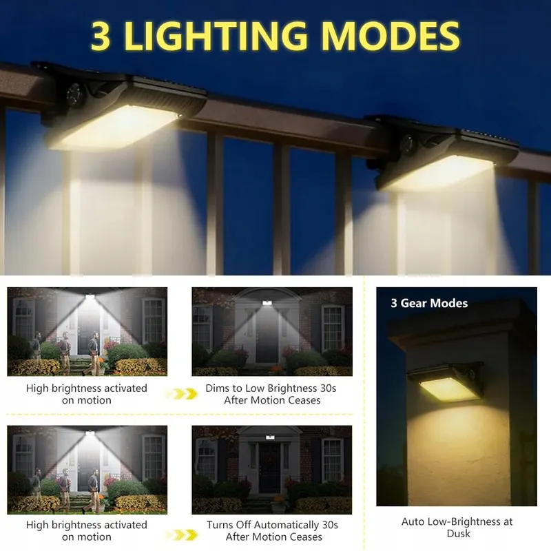 DHQKQG Solarlamp Bewegingssensor Waterdicht Terras 2 Stuks IP65 — foto 3