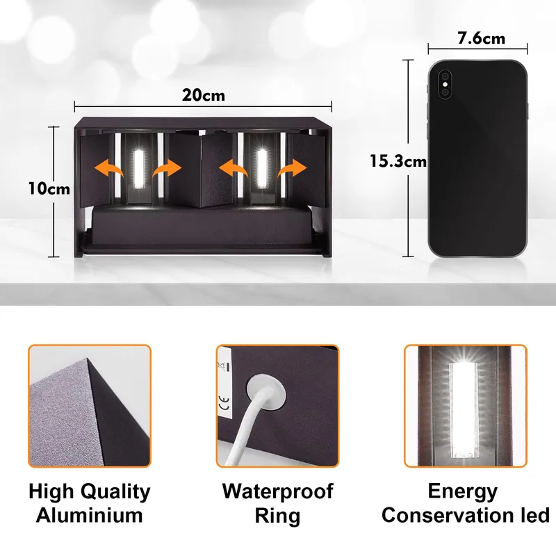 CELAVY LED Wandlamp Binnen Buiten Up-Down Balkon 6000K IP65 — foto 4