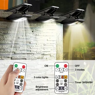 PORFOYO Solar LED Lampen Bewegingssensor Afstandsbediening Tuin 2 Stuks — miniatuur 3