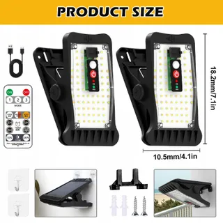 PORFOYO Solar LED Lampen Bewegingssensor Afstandsbediening Tuin 2 Stuks — miniatuur 2