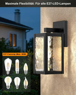 WONDLUMI Vintage Buitenwandlamp Zwart Garage Balkon E27 IP44 — miniatuur 5