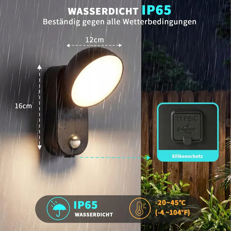NIORSUN LED Lamp Bewegingsmelder Dimbaar Accu IP65 — foto 6