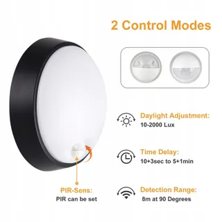 MEGACUBE LED Buitenlamp Rond Bewegingssensor Zwart 18W IP65 — miniatuur 5
