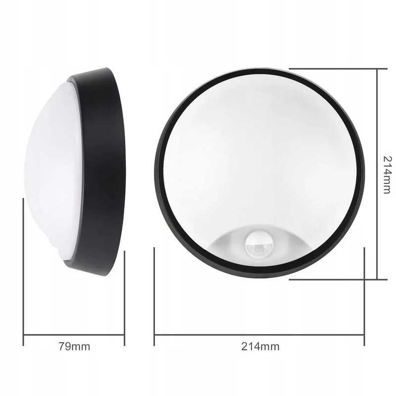 MEGACUBE LED Buitenlamp Rond Bewegingssensor Zwart 18W IP65 — foto 3
