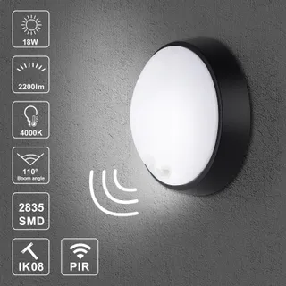 MEGACUBE LED Buitenlamp Rond Bewegingssensor Zwart 18W IP65 — miniatuur 2