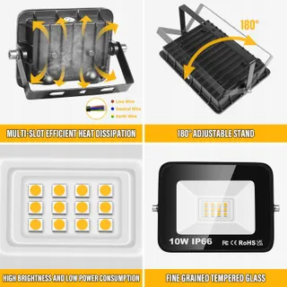 WILLPOWER LED Schijnwerpers Warm Wit Garage Tuin IP66 10W — miniatuur 3