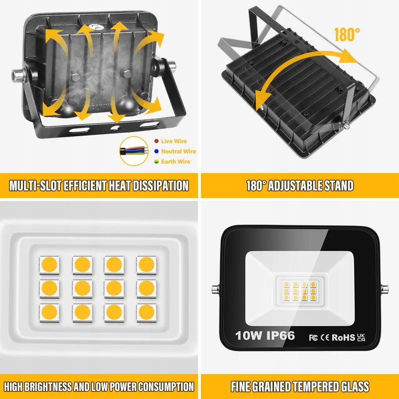 WILLPOWER LED Schijnwerpers Warm Wit Garage Tuin IP66 10W — foto 3