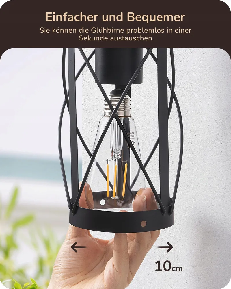 EDISHINE Retro Wandlamp Binnen Buiten Zwart E27 IP44 — foto 7