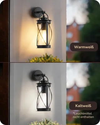 EDISHINE Retro Wandlamp Binnen Buiten Zwart E27 IP44 — miniatuur 5