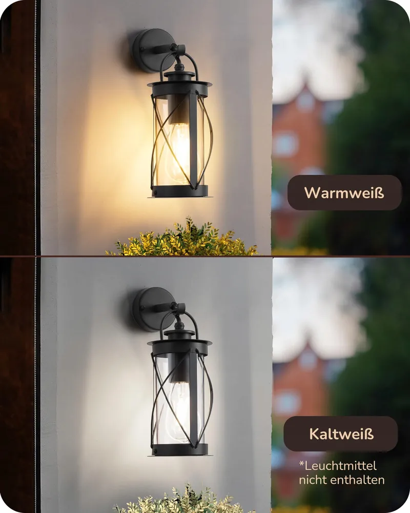 EDISHINE Retro Wandlamp Binnen Buiten Zwart E27 IP44 — foto 5