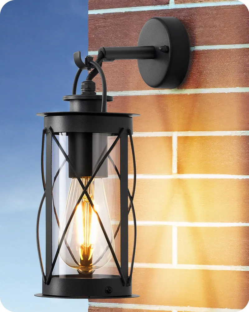 EDISHINE Retro Wandlamp Binnen Buiten Zwart E27 IP44 — foto 1