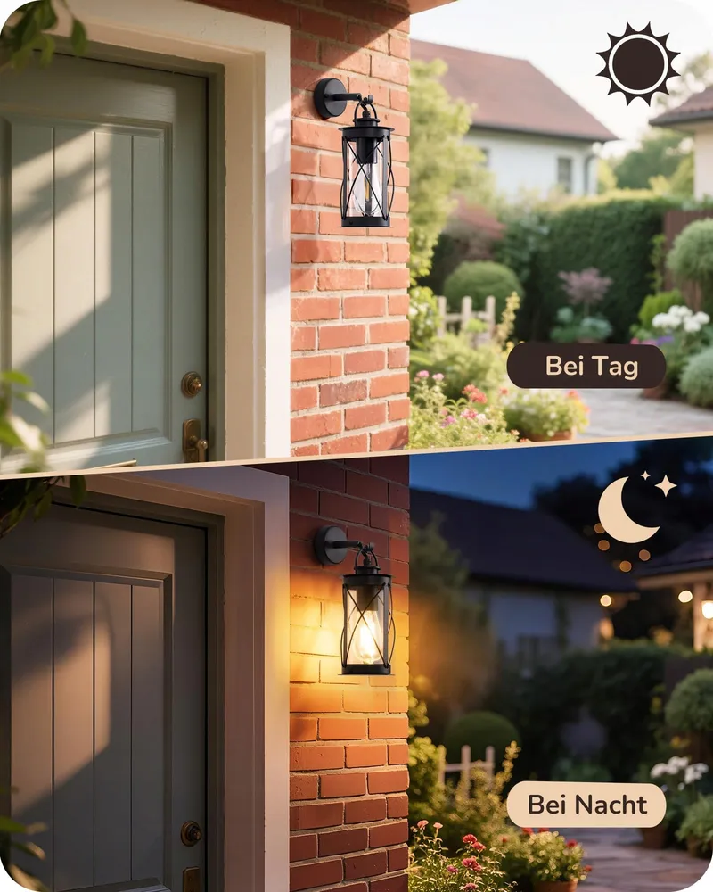EDISHINE Retro Wandlamp Binnen Buiten Zwart E27 IP44 — foto 3