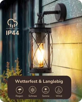EDISHINE Retro Wandlamp Binnen Buiten Zwart E27 IP44 — miniatuur 2