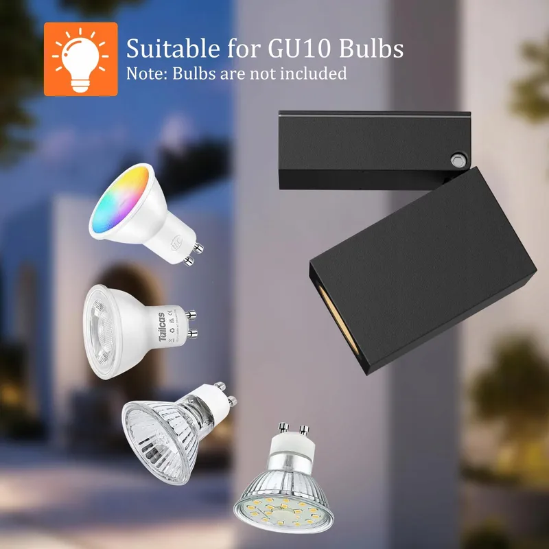 AIPSUN Buitenwandlamp Waterdicht Aluminium Zwart GU10 IP65 — foto 4