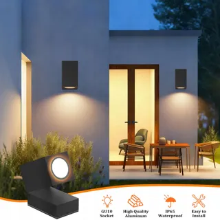 AIPSUN Buitenwandlamp Waterdicht Aluminium Zwart GU10 IP65 — miniatuur 6