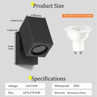 AIPSUN Buitenwandlamp Waterdicht Aluminium Zwart GU10 IP65 — miniatuur 2