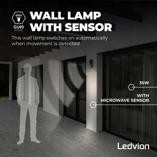 LEDVION Colorado LED Buitenwandlamp Bewegingsmelder IP54 — miniatuur 6