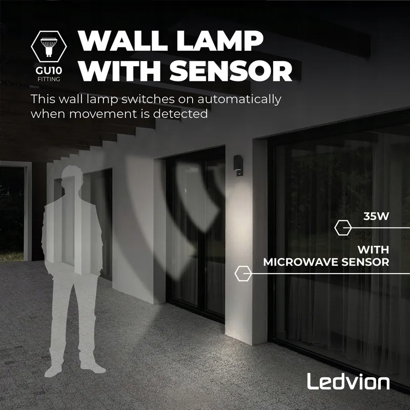 LEDVION Colorado LED Buitenwandlamp Bewegingsmelder IP54 — foto 6
